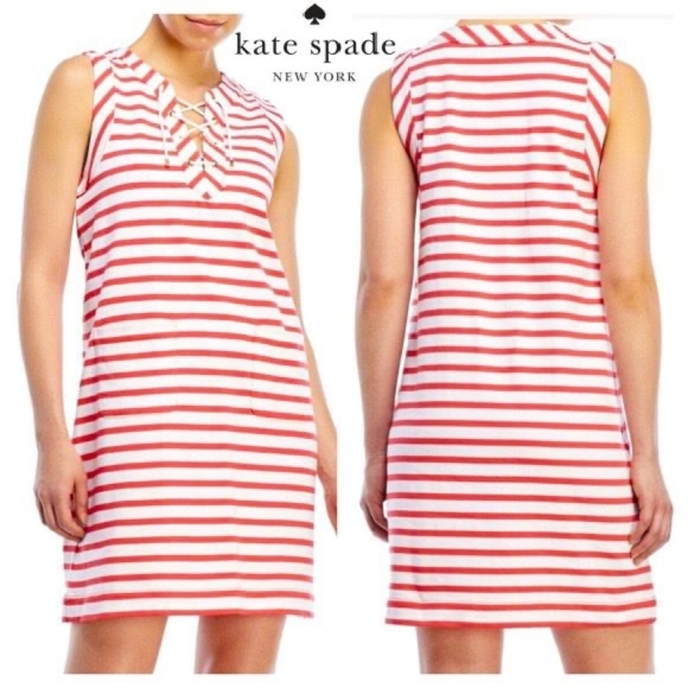 Kate Spade Size M Striped Red and White Dress